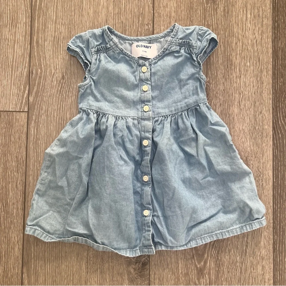 OLD NAVY DENIM CHAMBRAY BUTTON UP DRESS 12-18MO